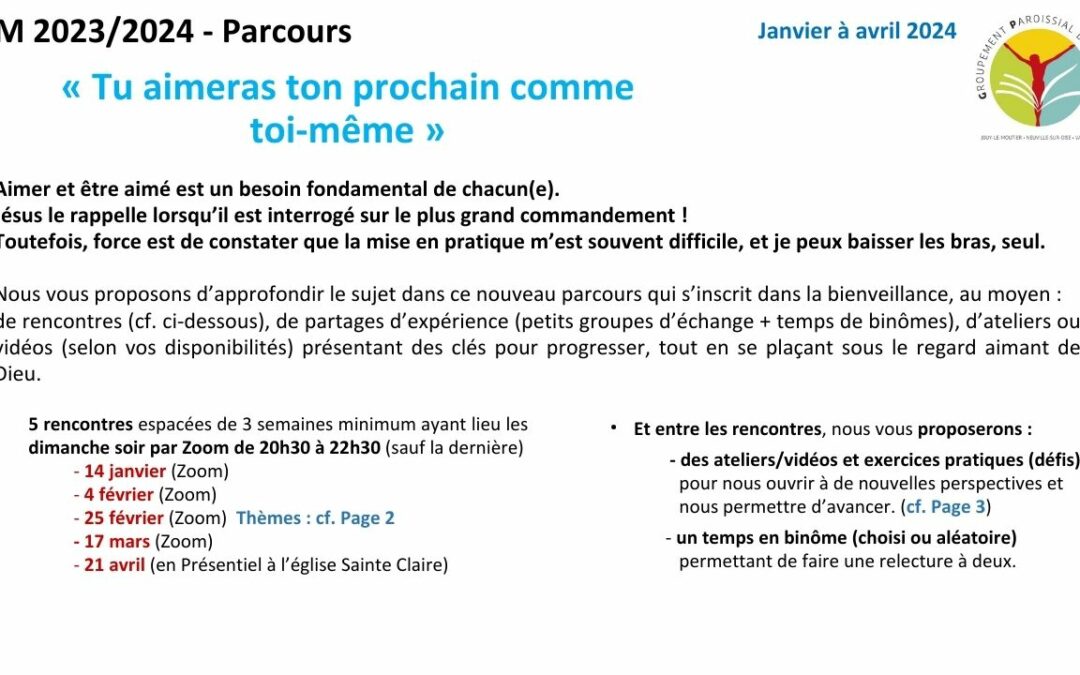 PPM 2023/2024 – Parcours “Tu aimeras ton prochain comme toi-même”